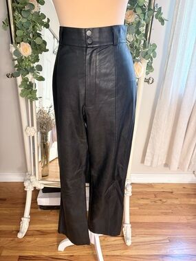 Bardot Black Faux Leather High-Rise Wide Pants